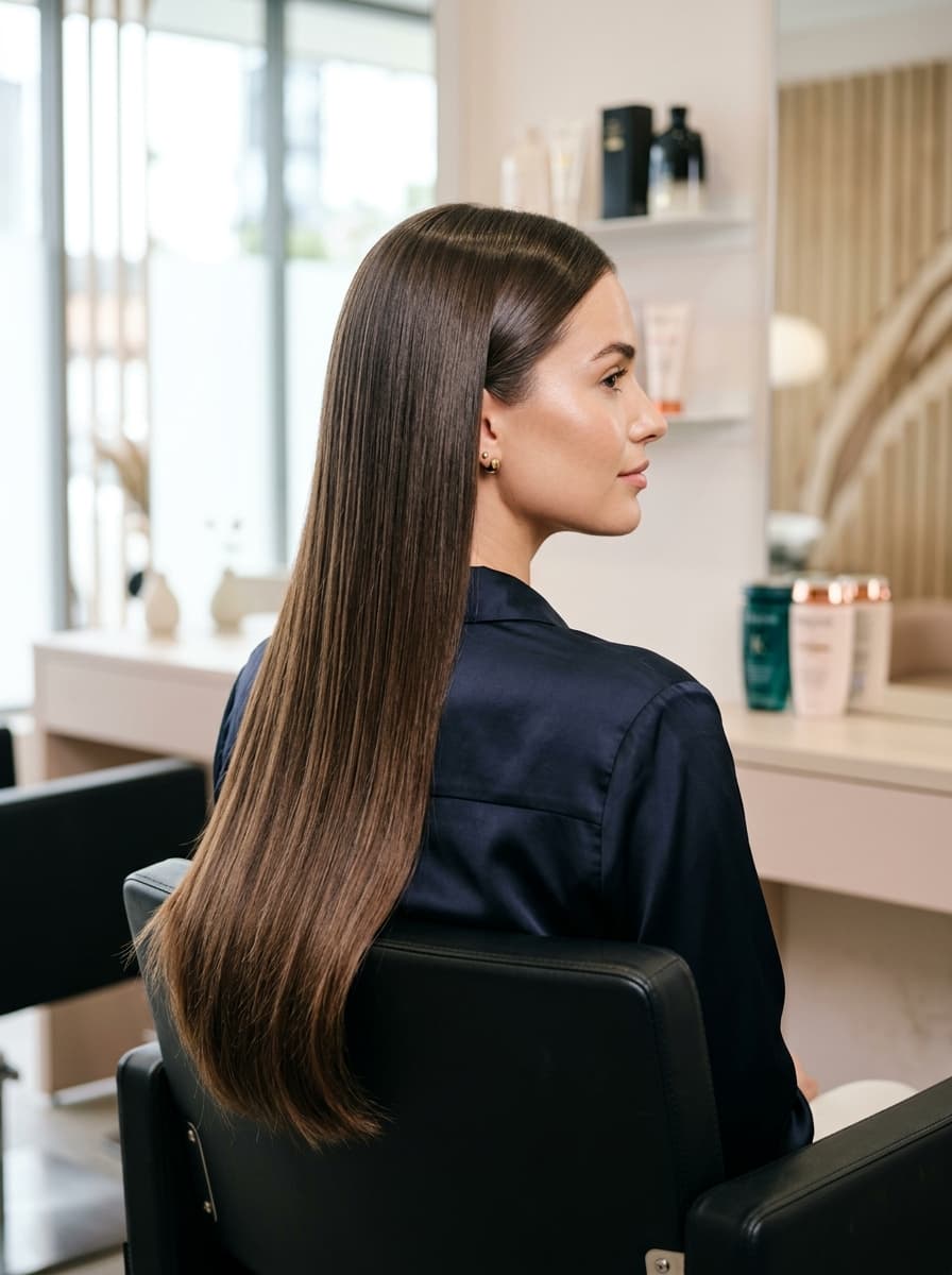 Cabello liso, sedoso y manejable tras alaciado profesional en La Casa del Glamour